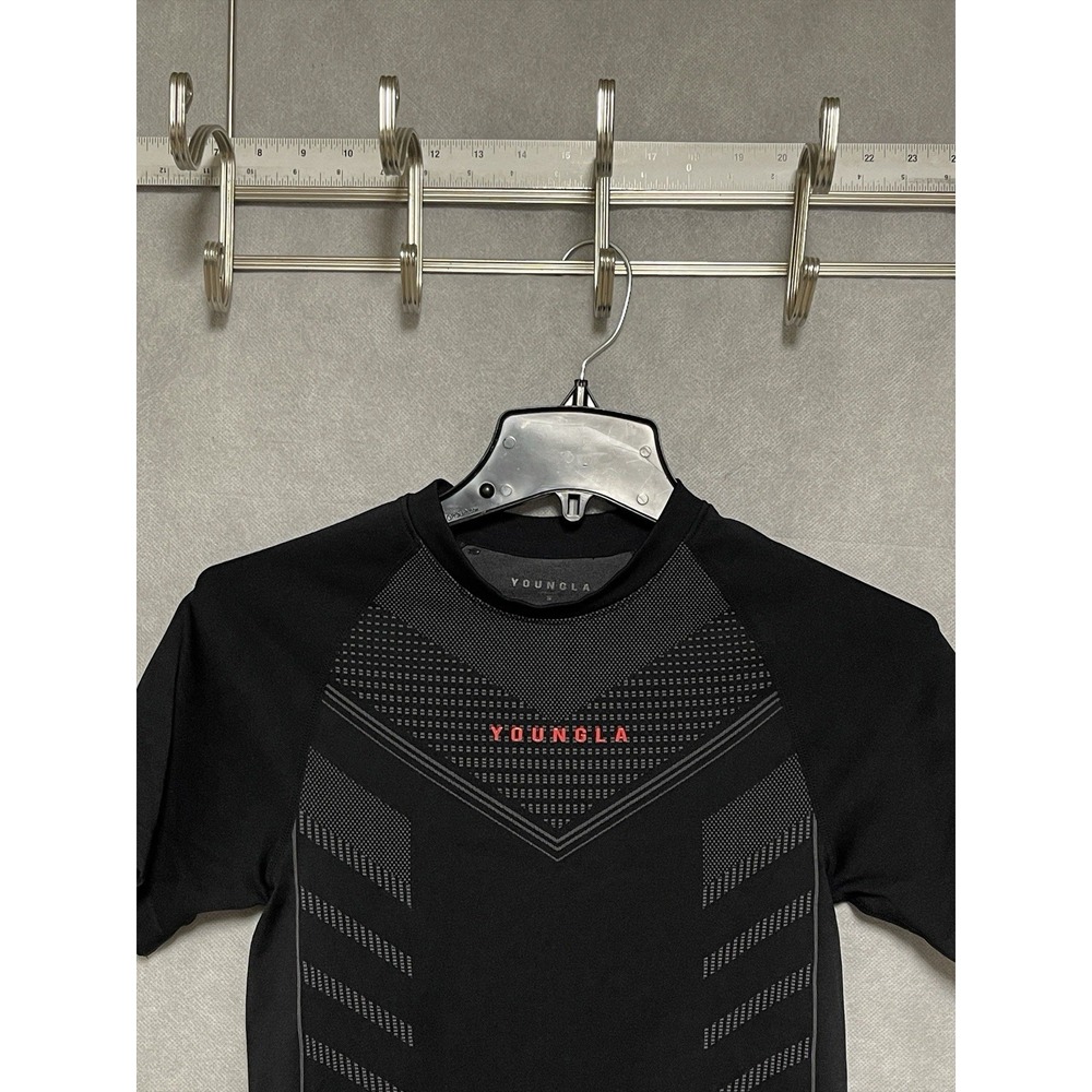 YoungLA Shirt Men S Black 465 Superhero Compression Tee Gym Workout Crew Neck